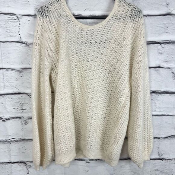 Wilfred Women's White Open Knit Pullover Sweater Size S Long Sleeve - Picture 5 of 7